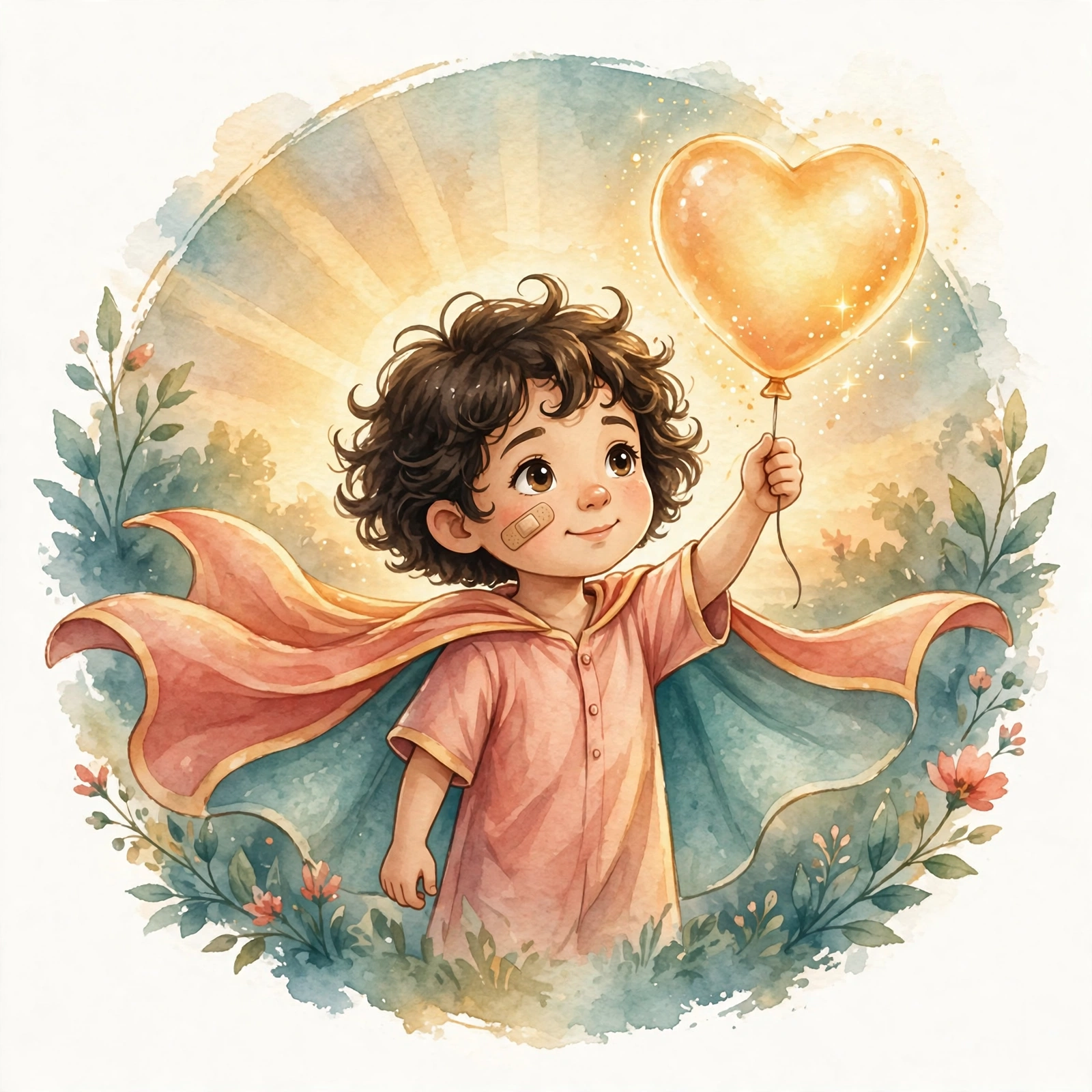 $HOPE mascot — a young superhero holding a glowing heart balloon
